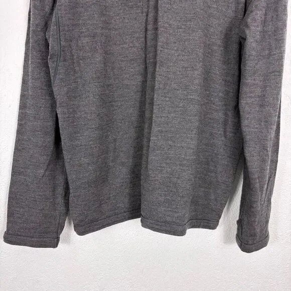 Icebreaker Grey 100% Wool Quarter Zip Pullover Sweater Men's Size Large - Picture 9 of 10
